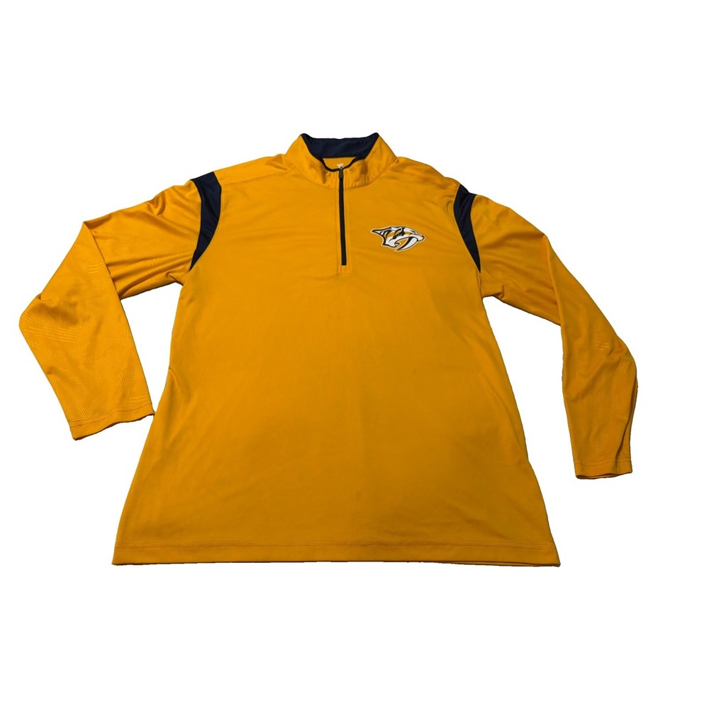 Fanatics Nashville Predators NHL 1/4 Zip Long Sleeve Gold Pullover Logo Men's XL